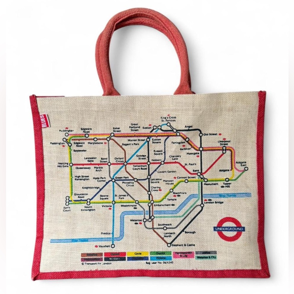 BLUES London Underground jute tote. Great condition, handles a little faded.